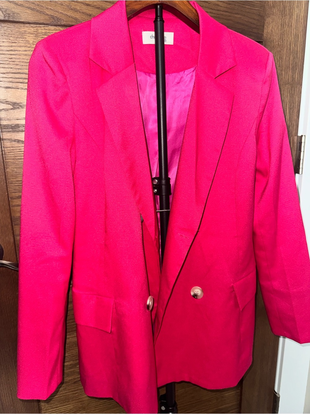 Charlotte Russe Hot Pink Blazer Womens S Gold Button Fuchsia Jacket